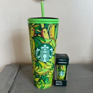 Farm Rio Starbucks whimsical board banana New in wrap. Mini cold cup keychain